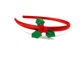 Red and Green Holly Sprig Headband