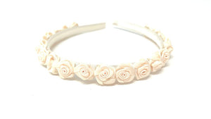 Ivory Headband with Ivory Satin Flowers