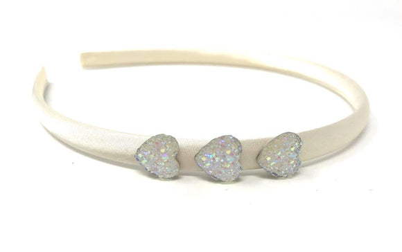 Ivory Glitter Heart Headband