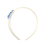 Ivory Headband with Blue Satin Flowers