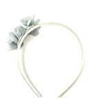 Ivory Headband with Grey Chiffon Flowers