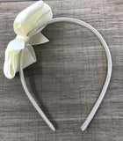 Ivory Pinwheel Side Bow Headband