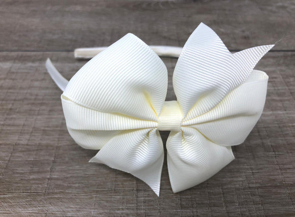 Ivory Pinwheel Side Bow Headband