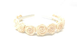 Ivory Headband with Ivory Satin Flowers