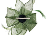 Khaki Green Feather Fascinator