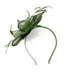 Khaki Green Feather Fascinator