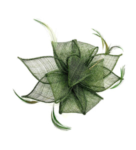 Khaki Green Feather Fascinator