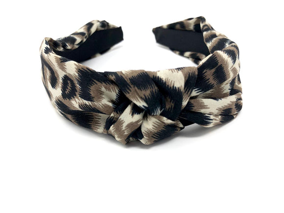 Ladies Brown Black & Cream Animal Print Headband