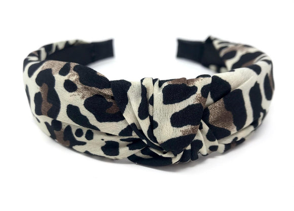 Ladies Cream Black & Brown Animal Print Headband