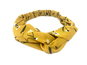 Ladies Mustard Floral Stretch Headband