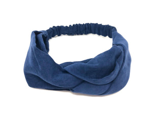 Ladies Navy Blue Suede Feel Stretch Headband