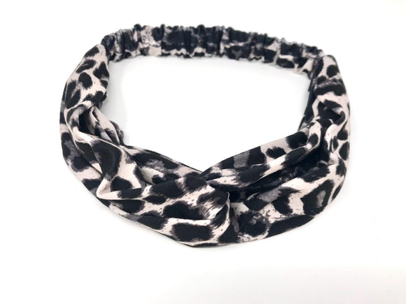 Ladies Black and Grey Animal Print Stretch Headband