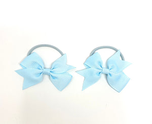 Light Blue Bow Hair Ties - Set of 2