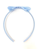 Light Blue Gingham Snow White Style Bow Headband