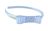 Light Blue Gingham Bow Headband