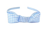 Light Blue Gingham Snow White Style Bow Headband