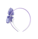 Lilac Gingham Pinwheel Side Bow Headband