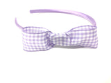 Lilac Gingham Side Knot Bow Headband