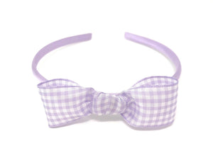 Lilac Gingham Snow White Style Bow Headband