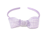 Lilac Gingham Snow White Style Bow Headband