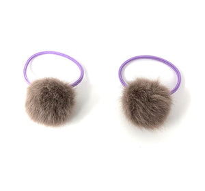 Mauve Pom Pom Hair Bobbles - Set of 2