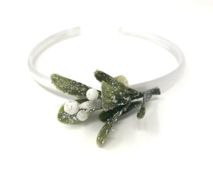 Mistletoe White and Silver Glitter Headband