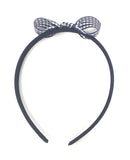 Navy Blue Gingham Snow White Style Bow Headband