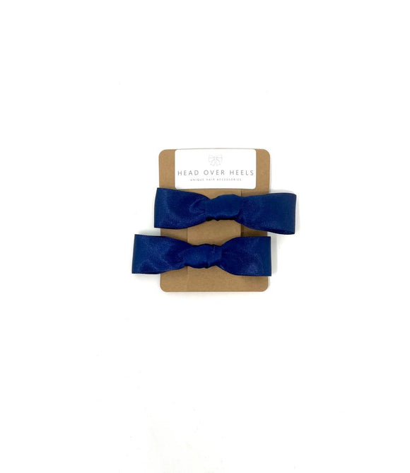 Navy Blue Knot Bow Hair Clip Set