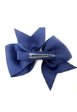 Navy Blue Pinwheel Bow Hair Clip