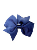 Navy Blue Pinwheel Bow Hair Clip