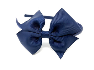 Navy Blue Pinwheel Side Bow Headband