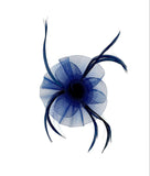 Navy Blue Swirl Feather Fascinator