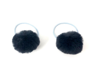 Navy Blue Pom Pom Hair Bobbles - Set of 2