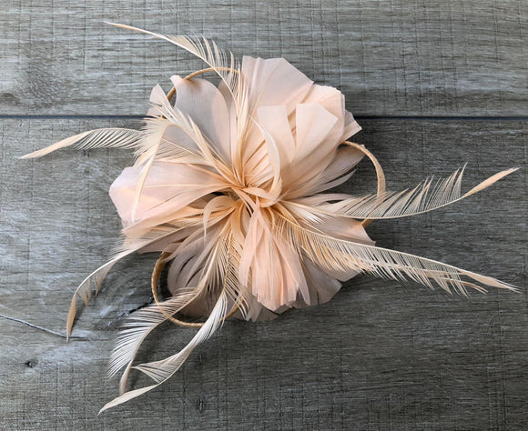 Peach Feather Fascinator