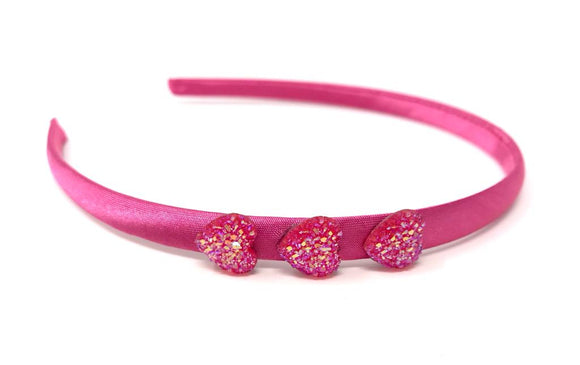 Pink Glitter Heart Headband