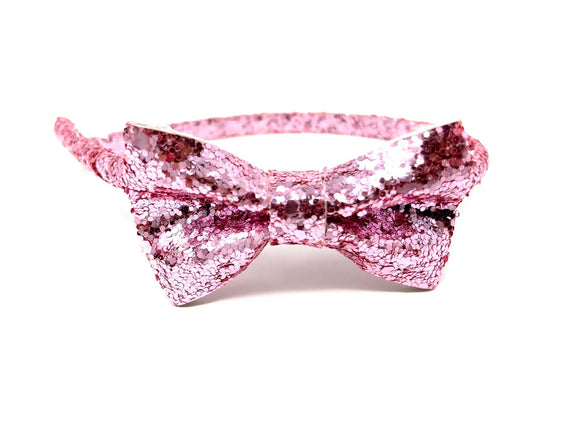 Pink Glitter Sparkly Side Bow Headband