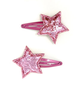 Pink Star Snap Clips - Set of 2