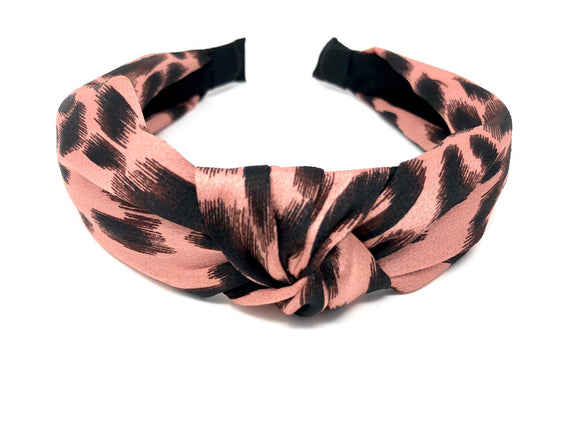 Ladies Pink and Black Animal Print Headband