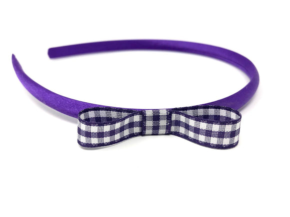 Purple Gingham Side Bow Headband