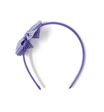 Purple Gingham Pinwheel Side Bow Headband