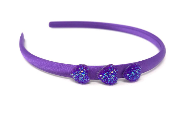 Purple Glitter Heart Headband