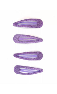 Purple Glitter Snap Clips - Set of 4