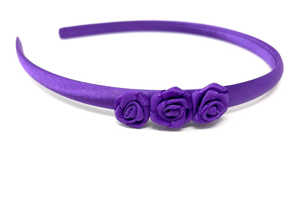 Purple Satin Flower Headband