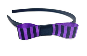 Black and Purple Striped Bow Headband Witches Halloween Hairband