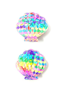 Rainbow Sequin Shell Hair Clip Set