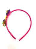 Hot Pink Rainbow Triple Bow Headband