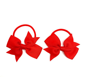 Red Bow Hair Ties - Set of 2