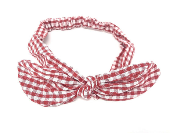 Ladies Gingham Headband Red