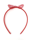 Red Gingham Snow White Style Bow Headband