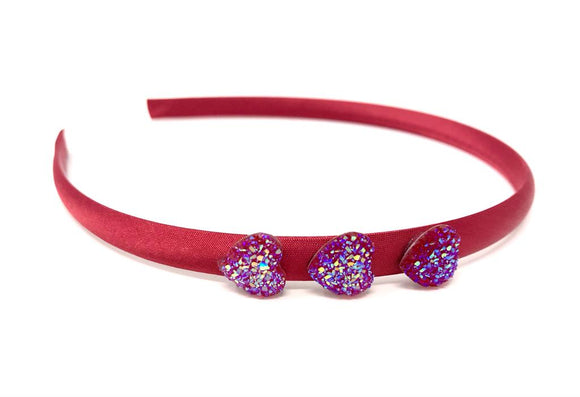 Red Glitter Heart Headband